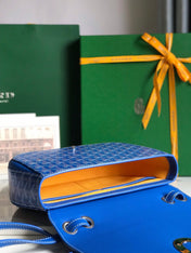 233 BAG 25 IN SAPPHIRE BLUE CALFKIN AND GOYARDINE CANVAS