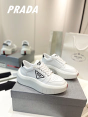 PRA DOWNTOWN THICK-SOLE SNEAKERS WHITE CALFSKIN