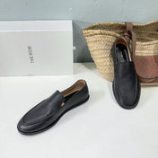 THE ROW 26S CLASSIC LOAFERS IN BLACK CALFSKIN