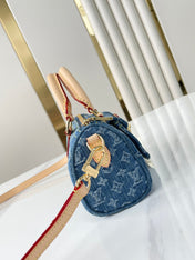 NANO SPEEDY 16 IN BLUE MONOGRAM DENIM GOLD HARDWARE