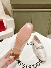 STRASS CHAIN LOAFERS IN WHITE CALFSKIN WITH CRYSTAL CHAIN DETAIL