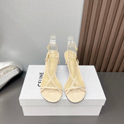 Summer High Heel Sandals Yellow Cream
