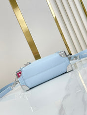 SIDE TRUNK MINI 18 IN SKY BLUE CALFSKIN SILVER HARDWARE