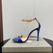 ZENITH SANDAL 10 CM IN AZURE BLUE LAMBSKIN