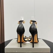 ZENITH SANDAL 10 CM IN BLACK SHINY LAMBSKIN