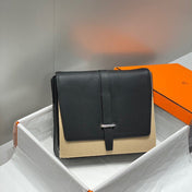 STEVE LIGHT JUNIOR MESSENGER BAG 27 IN BLACK TOGO CALFSKIN