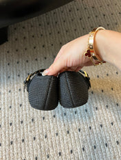 ALAIA MARY JANE SHOES IN BLACK ZP CUSTOM STRAW AND DENIM