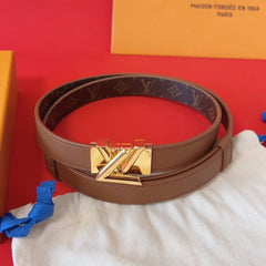 LV GO-14 20MM BELT IN BRONZE BROWN CALFSKIN GOLD HARDWARE