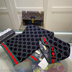 SET SCARF AND HAT IN BLACK MONOGRAM CASHMERE 349665