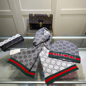SET SCARF AND HAT IN DOVE GRAY MONOGRAM CASHMERE 349667