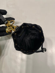MINI BUCKET BAG 10 IN BLACK RE-NYLON AND SAFFIANO LEATHER STRAP