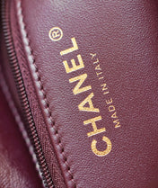 CHANEL 25S FLAP BAG 19 CM IN DARK RED LAMBSKIN WITH GOLD HARDWARE