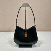 CLEO SHOULDER BAG 22 IN BLACK BRUSHED LAMBSKIN WITH CLASP CLOSURE