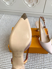 BLOSSOM SLINGBACKS 75 MM IN LIGHT PINK IMPORTED STRIPED SILK SATIN