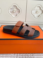 HM 26S CHYPRE SANDALS IN BROWN LIZARD EMBOSSED CALFSKIN