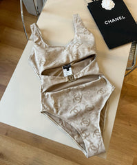 SWIMSUIT IN NUDE EMBROIDERED LOGO 626005
