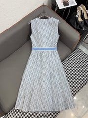 DIO SLEEVELESS V NECK DRESS 25 IN JACQUARD 266684