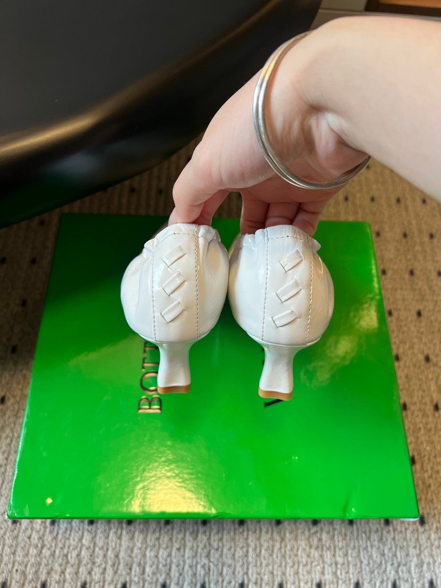 BOTTEGA VENETA 26S HIGH HEELS 40 MM IN WHITE CALFSKIN