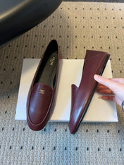 CELINE 26S FLAT LOAFERS IN DARK RED LAMBSKIN