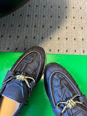 BOTTEGA VENETA 26S LOAFERS IN CHOCOLATE BROWN LAMBSKIN WITH GOLD HARDWARE