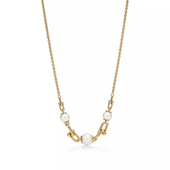 LINK NECKLACE GOLD WITH FRESHWATER PEARLS