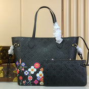 NEVERFULLxTM MM TOTE BAG 32 IN BLACK MONOGRAM CALFSKIN