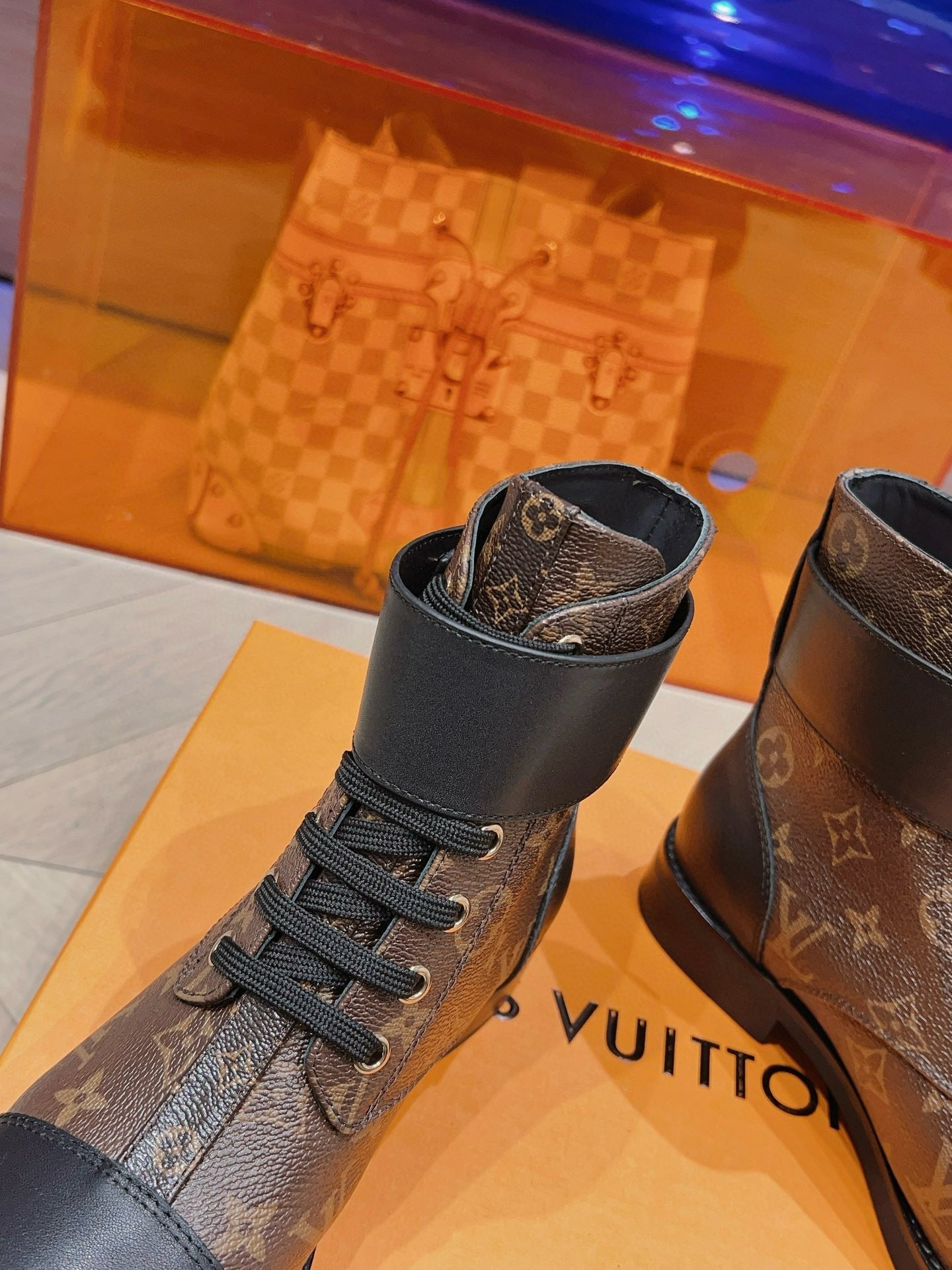 LV BOOTS IN BROWN MONOGRAM CANVAS MIX CALFSKIN
