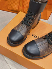 LV BOOTS IN BROWN MONOGRAM CANVAS MIX CALFSKIN