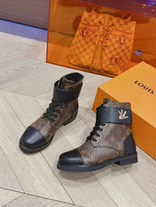 LV BOOTS IN BROWN MONOGRAM CANVAS MIX CALFSKIN