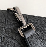 CLUTCH 27 BAG IN BLACK CALFSKIN EMBOSSED LOGO