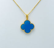 CLOVER GOLD TURQUOISE NECKLACE