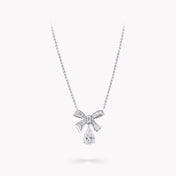 TILDA BOW BAGUETTE CUT SILVER DIAMOND DROP NECKLACE
