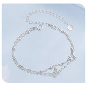 Double-Layer Butterfly Bracelet 925 Sterling Silver CZ Layered Bracelet