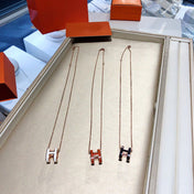 POP H NECKLACE WHITE PENDANT GOLD HARDWARE