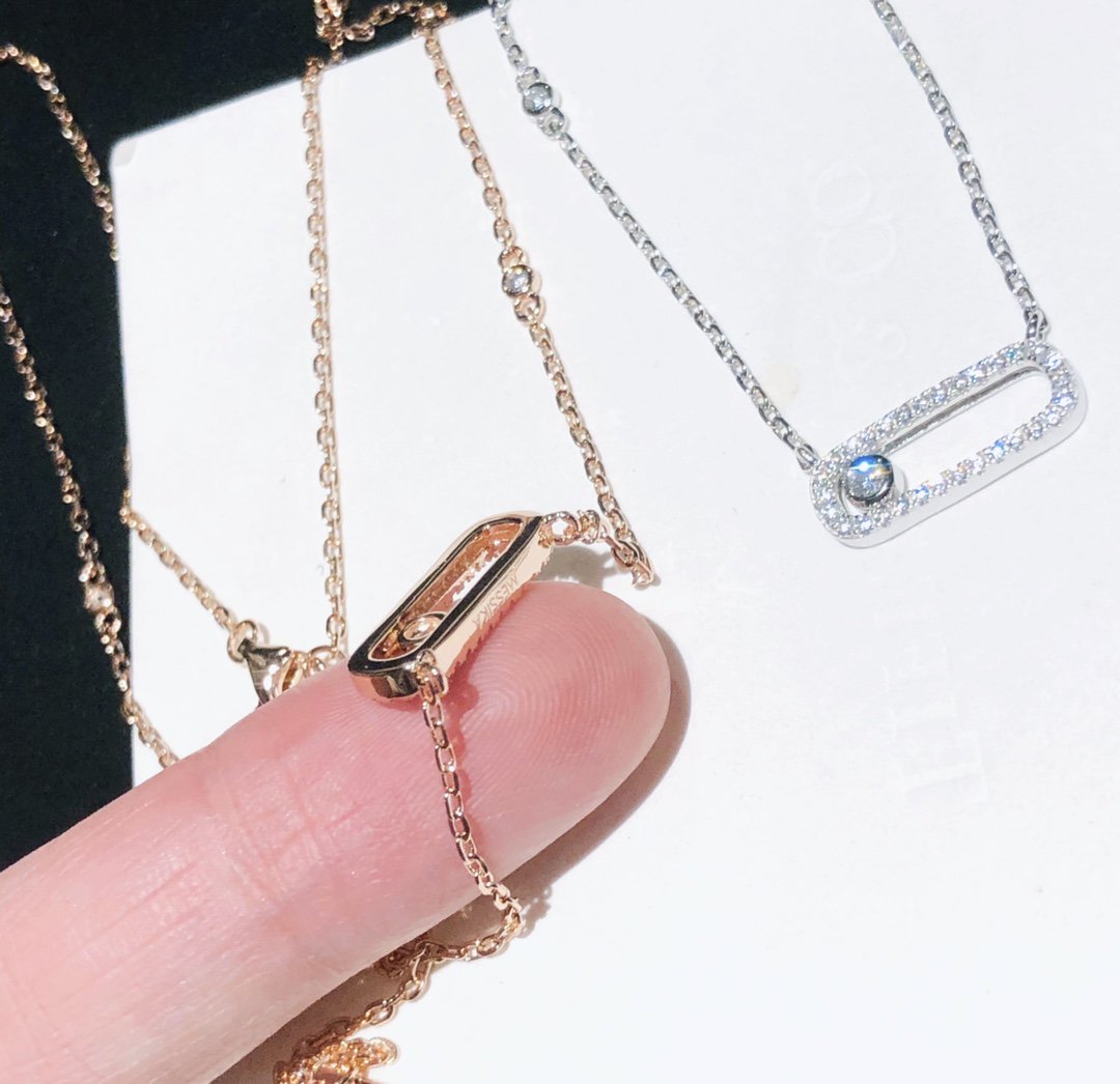 MOVE UNO PAVED SILVER DIAMOND NECKLACE