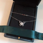 BUTTERFLY SILHOUETTE SILVER DIAMOND NECKLACE