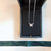 BUTTERFLY SILHOUETTE SILVER DIAMOND NECKLACE