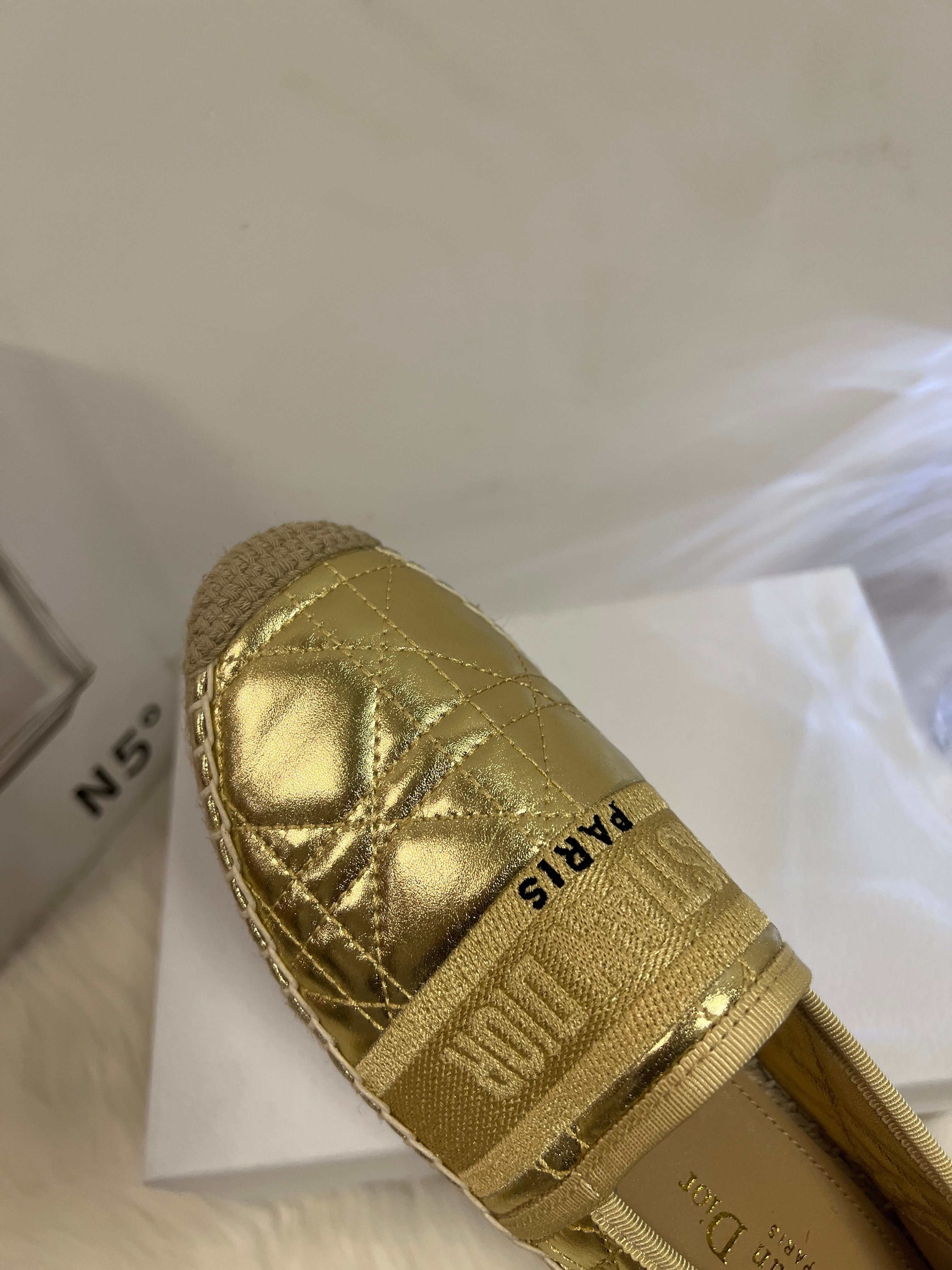 GRANVILLE ESPADRILLE GOLD QUILTED CANNAGE CALFSKIN