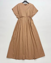 MAX MARA 25S V-NECK SHORT-SLEEVE RAGLAN DRESS 113