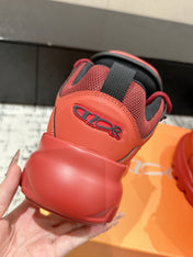 SNEAKER IN RUBY RED CALFSKIN AND BREATHABLE MESH 175307
