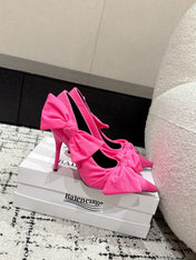 KNIFE KNOT 95MM PUMP IN BRIGHT PINK STRETCH CUPRO AND NYLON JERSEY
