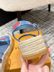 LV PLATFORM ESPADRILLE SANDALS 25S IN BLUE DENIM