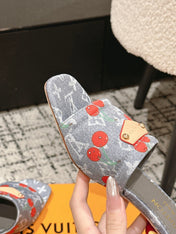 LV CHERRY HIGH HEELS 25S 55 MM IN GREY DENIM STYLE 7