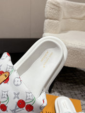 LV MIAMI-STYLE SANDALS 25S IN WHITE FABRIC AND CALFSKIN