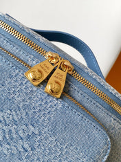 LV 25S RUSH BUMBAG 30 IN BLUE CANVAS DAMIER DENIM