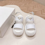 PRADA 25S SANDALS IN WHITE CALFSKIN LOGO