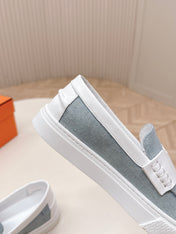 HM 25S SLIP-ON IN BLUE DENIM AND WHITE LAMBSKIN