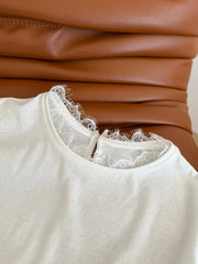TEE WITH LACE PANEL 25S IN COTTON 265726