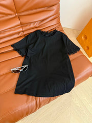 TEE WITH LACE PANEL 25S IN COTTON 265726