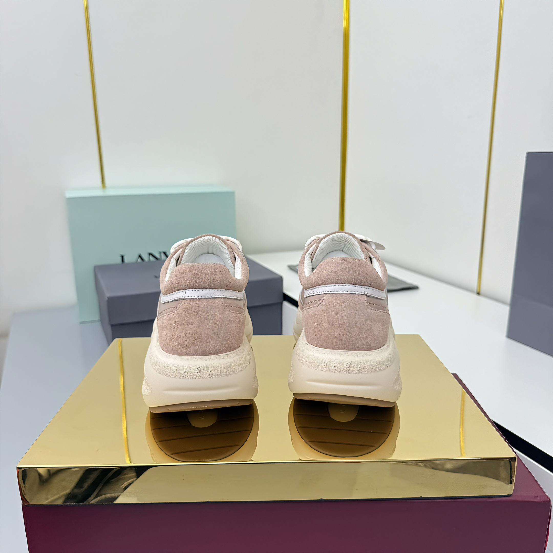 TOM FORD 26S HOGAN SNEAKERS IN PASTEL PINK CALFSKIN AND SUEDE
